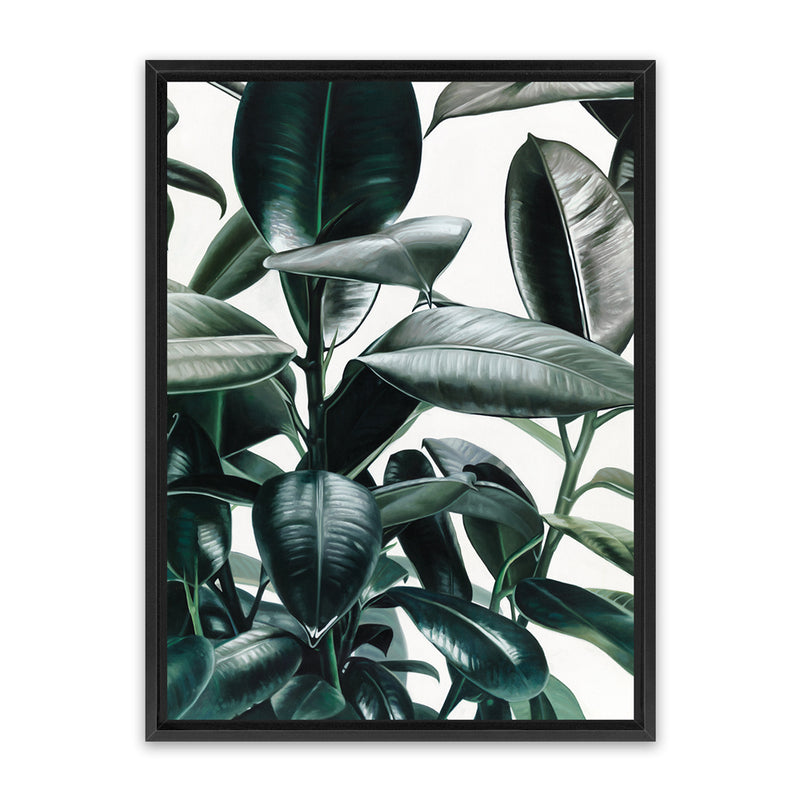 Shop Rubber Plant Canvas Art Print-Botanicals, Green, Hamptons, Portrait, Tropical, View All-framed wall decor artwork