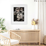 Shop Midnight Garden Art Print-Black, Florals, Hamptons, Portrait, Scandinavian, View All-framed painted poster wall decor artwork