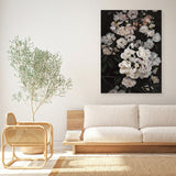 Shop Midnight Garden Canvas Art Print-Black, Florals, Hamptons, Portrait, Scandinavian, View All-framed wall decor artwork