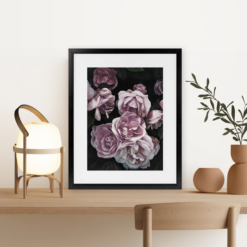 Shop Dusty Pink Roses Art Print-Florals, Hamptons, Pink, Portrait, Purple, View All-framed painted poster wall decor artwork