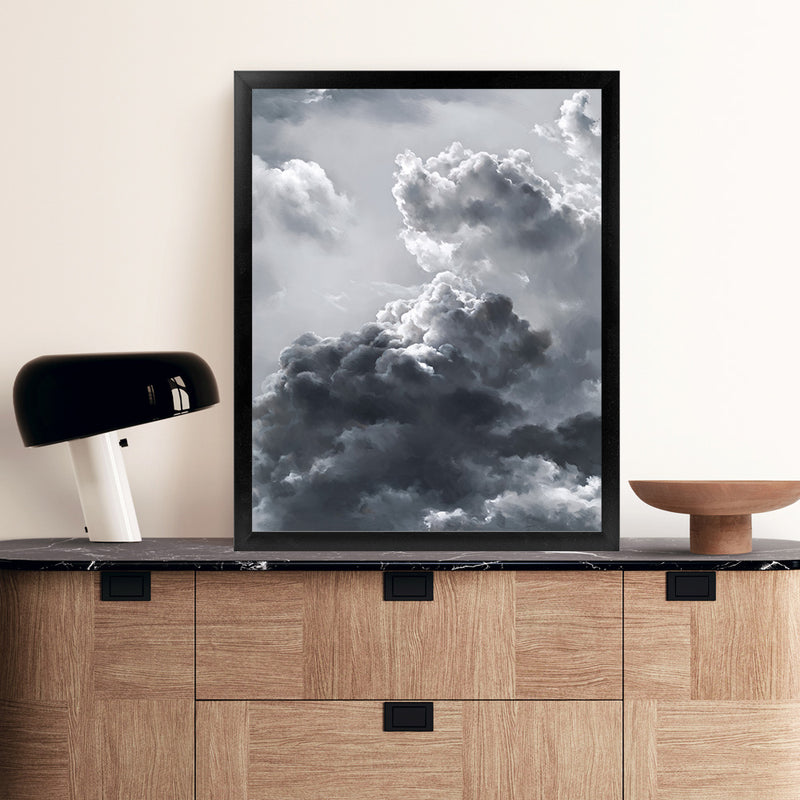 Shop Cloudscape Art Print-Blue, Grey, Portrait, Scandinavian, View All-framed painted poster wall decor artwork