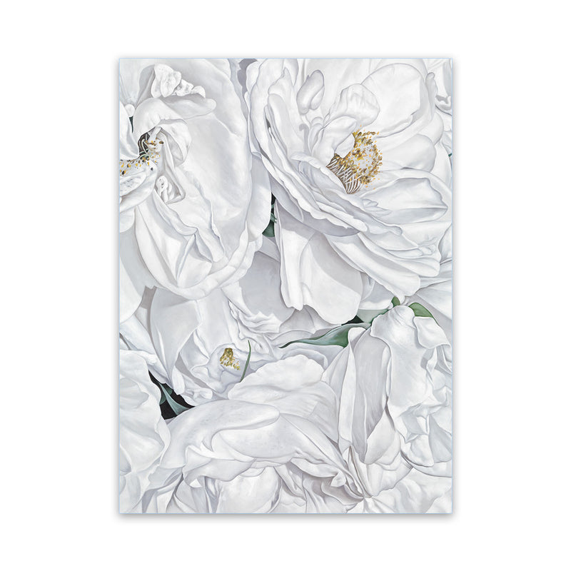 Shop White Flowers Canvas Art Print-Florals, Portrait, View All, White-framed wall decor artwork