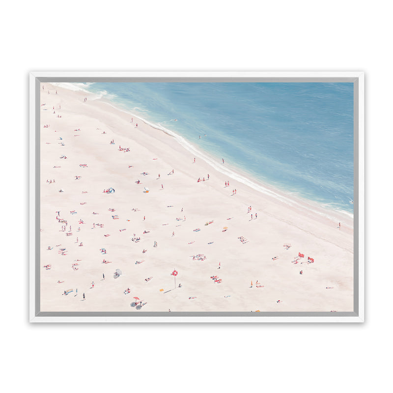 Shop Sunbathers Canvas Art Print-Blue, Coastal, Landscape, Neutrals, Tropical, View All-framed wall decor artwork