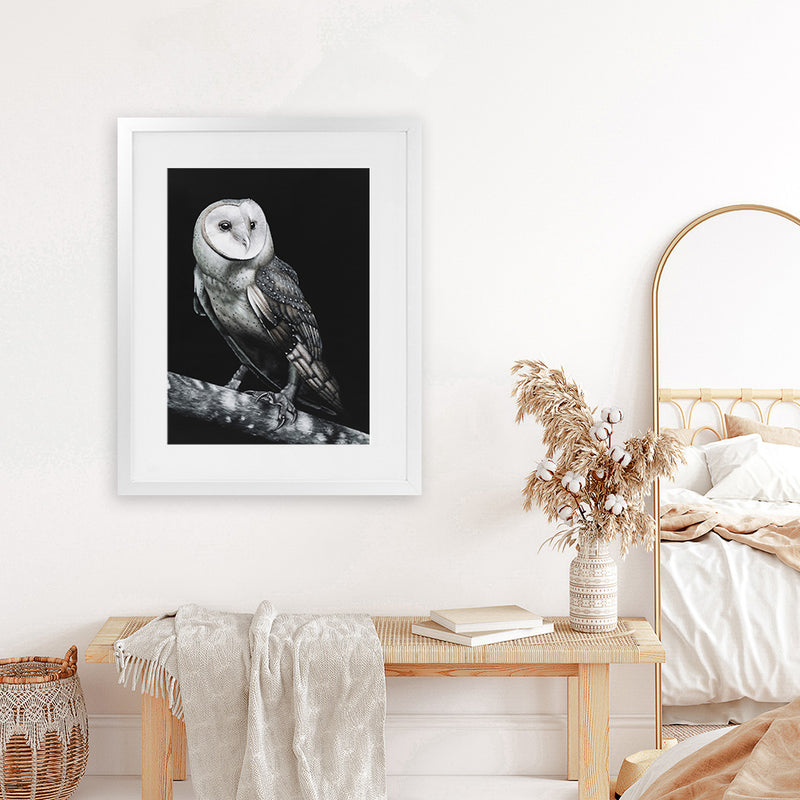 Shop Owl Art Print-Animals, Birds, Black, Portrait, Scandinavian, View All-framed painted poster wall decor artwork