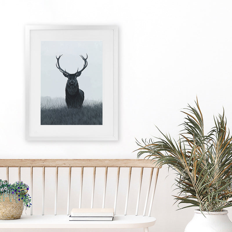 Shop Elk Art Print-Animals, Black, Grey, Hamptons, Portrait, Scandinavian, View All-framed painted poster wall decor artwork