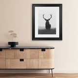 Shop Black & White Elk Art Print-Animals, Black, Grey, Hamptons, Portrait, Scandinavian, View All, White-framed painted poster wall decor artwork