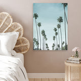 Shop California Palms Canvas Art Print-Blue, Botanicals, Coastal, Green, Portrait, Tropical, View All-framed wall decor artwork