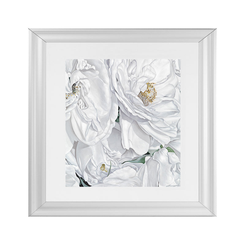 Shop White Flowers (Square) Art Print-Botanicals, Florals, Hamptons, Square, View All, White-framed painted poster wall decor artwork