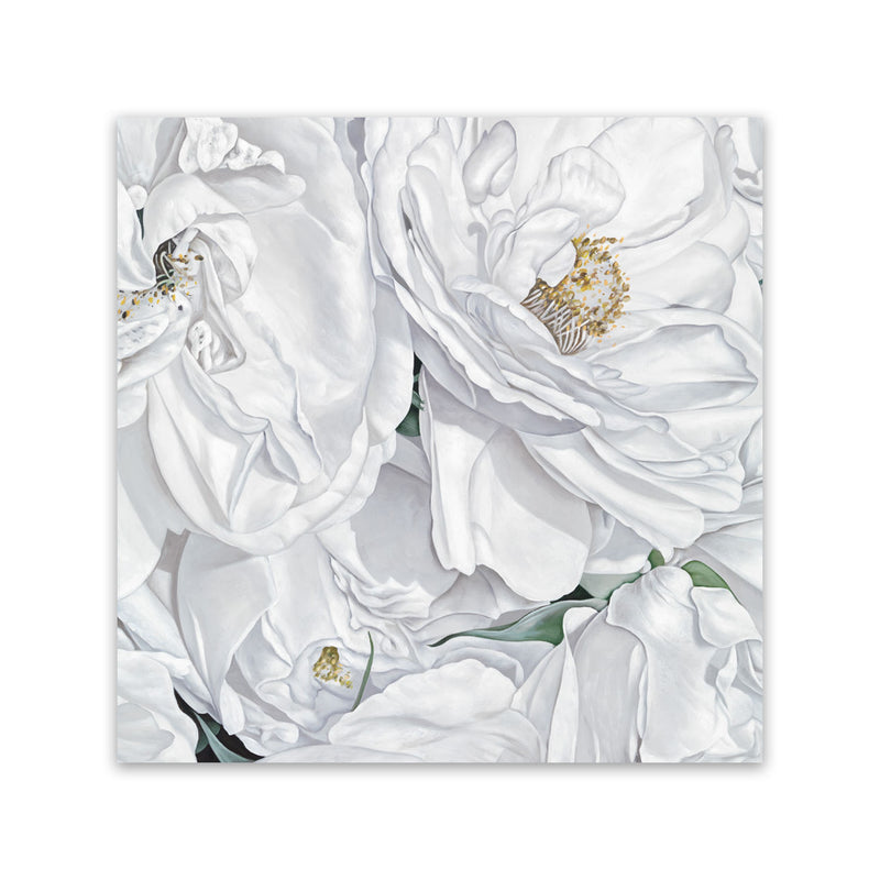 Shop White Flowers (Square) Canvas Art Print-Botanicals, Florals, Hamptons, Square, View All, White-framed wall decor artwork