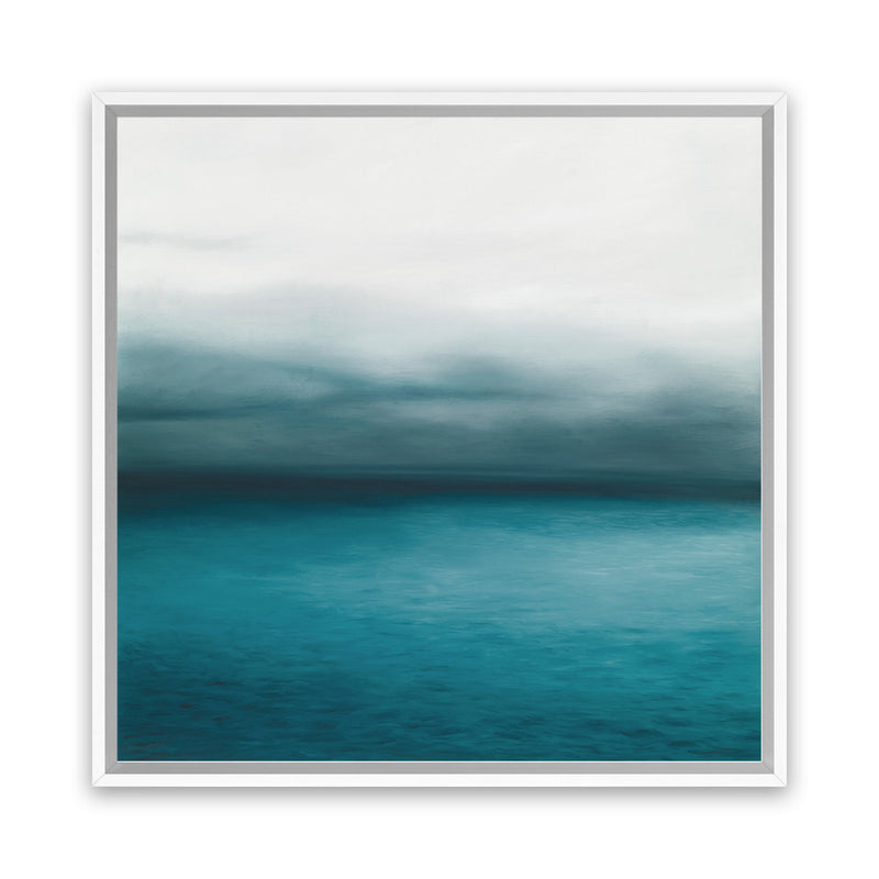 Shop Horizon (Square) Canvas Art Print-Blue, Coastal, Scandinavian, Square, View All-framed wall decor artwork