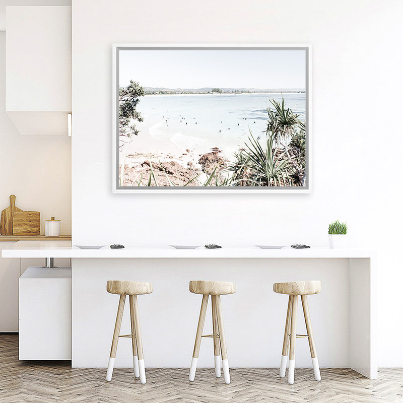 Shop Byron The Pass I Photo Canvas Art Print-Coastal, Green, Landscape, Neutrals, Photography, Photography Canvas Prints, Tropical, View All, White-framed wall decor artwork