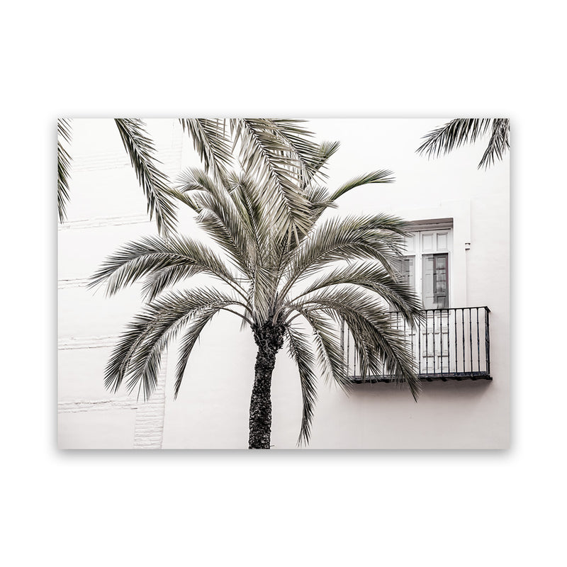 Shop Spanish Villa Photo Canvas Art Print-Boho, Coastal, Green, Landscape, Neutrals, Photography, Photography Canvas Prints, Tropical, View All, White-framed wall decor artwork