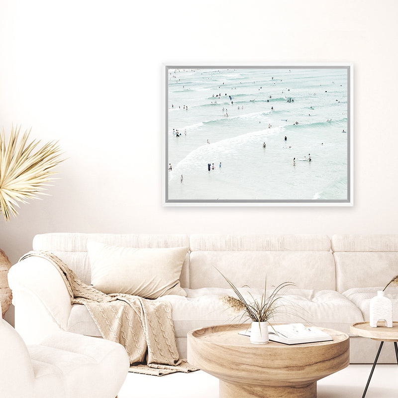 Shop Byron Swimmers Photo Canvas Art Print-Boho, Coastal, Landscape, Neutrals, People, Photography, Photography Canvas Prints, Tropical, View All-framed wall decor artwork