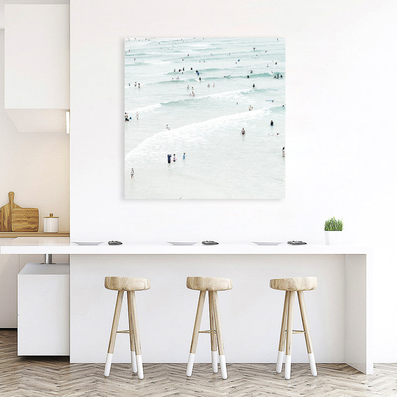 Shop Byron Swimmers (Square) Photo Canvas Art Print-Boho, Coastal, Neutrals, Photography, Photography Canvas Prints, Square, Tropical, View All-framed wall decor artwork