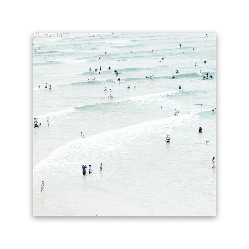Shop Byron Swimmers (Square) Photo Canvas Art Print-Boho, Coastal, Neutrals, Photography, Photography Canvas Prints, Square, Tropical, View All-framed wall decor artwork