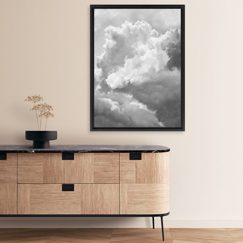 Shop Grey Cloudscape III Canvas Art Print-Black, Grey, Portrait, Scandinavian, View All, White-framed wall decor artwork