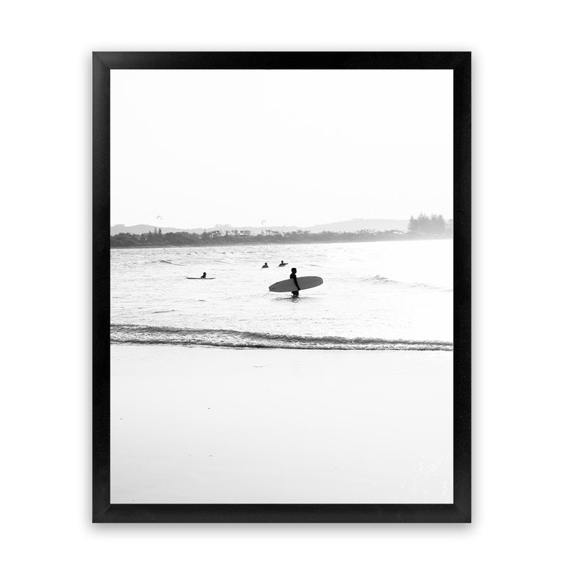 Shop Byron Surfer III B&W Photo Art Print-Black, Coastal, Photography, Portrait, View All, White-framed poster wall decor artwork