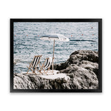 Shop Fontelina Chairs V Photo Art Print-Amalfi Coast Italy, Blue, Brown, Coastal, Landscape, Photography, View All-framed poster wall decor artwork