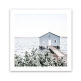 Shop Blue Boat Shed (Square) Photo Art Print-Blue, Boho, Coastal, Green, Photography, Square, Tropical, View All-framed poster wall decor artwork