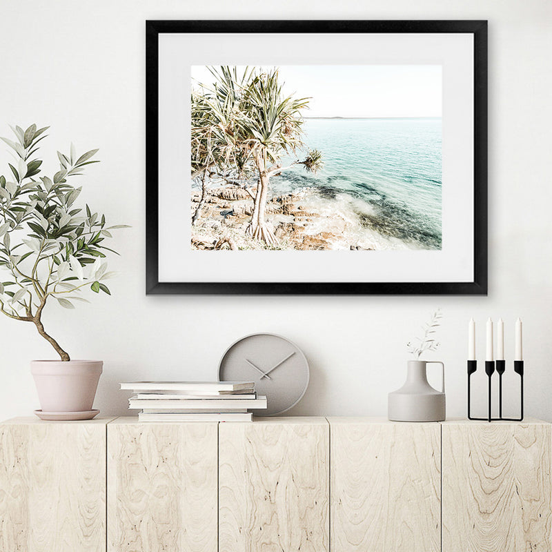 Shop Palm Tree Point Photo Art Print-Blue, Boho, Coastal, Green, Landscape, Photography, Tropical, View All-framed poster wall decor artwork
