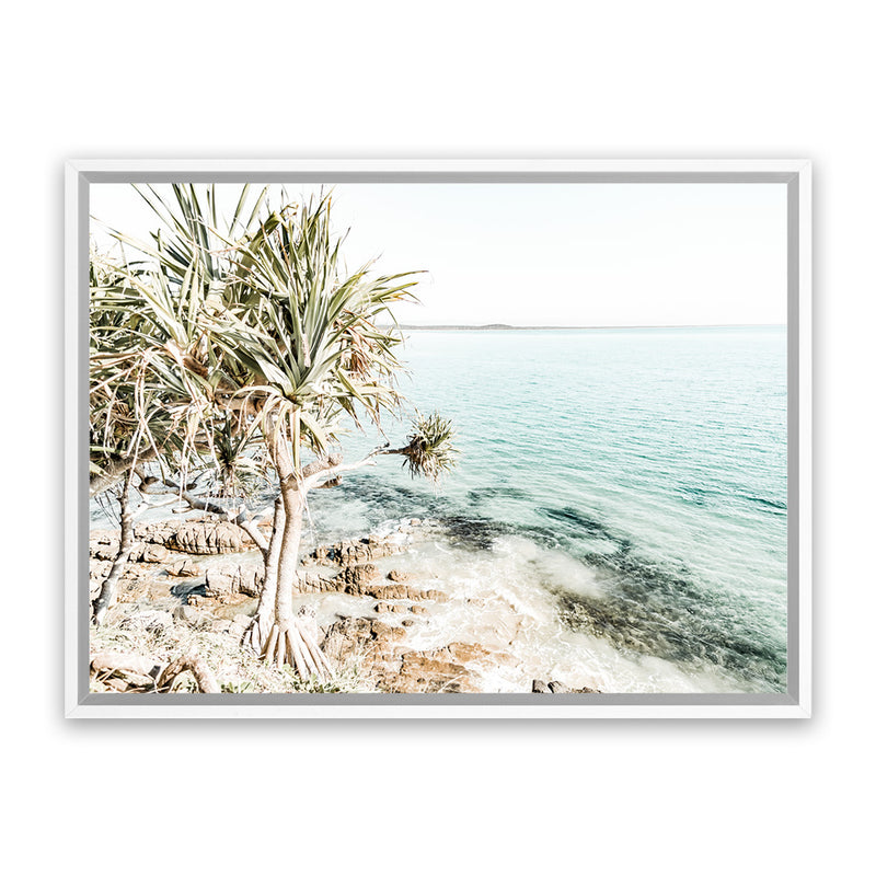 Shop Palm Tree Point Photo Canvas Art Print-Blue, Boho, Coastal, Green, Landscape, Photography, Photography Canvas Prints, Tropical, View All-framed wall decor artwork