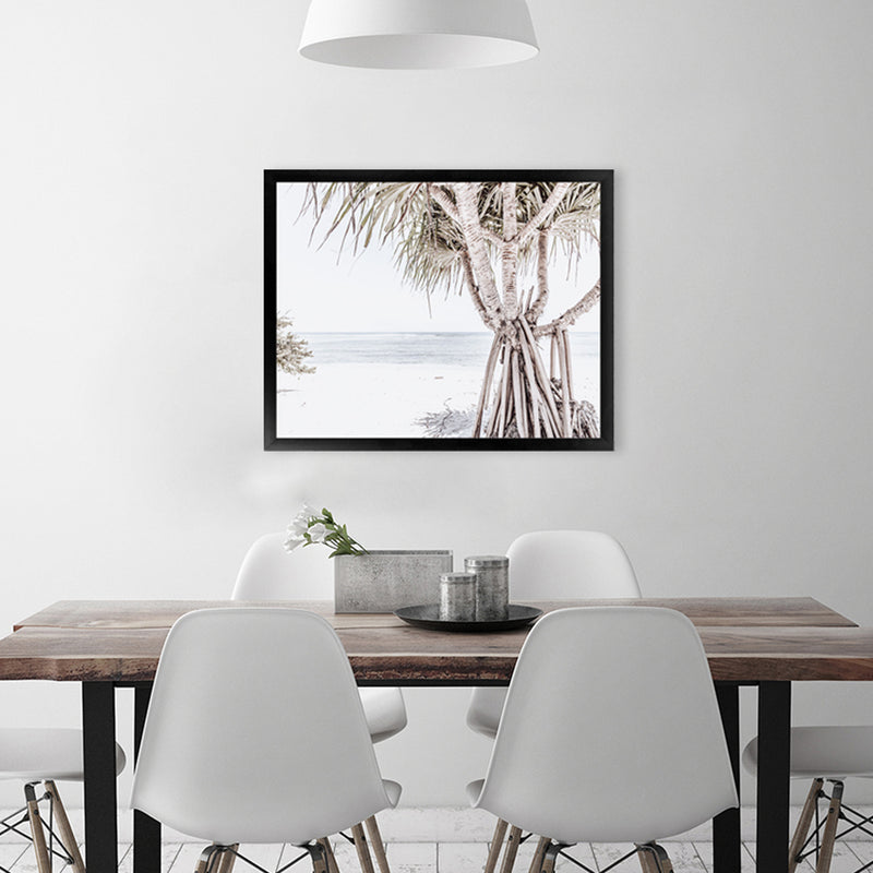 Shop Pandanus Palm Tree Photo Art Print-Boho, Botanicals, Coastal, Green, Landscape, Neutrals, Photography, Tropical, View All, White-framed poster wall decor artwork