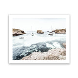 Shop Boats In The Bay Photo Art Print-Blue, Coastal, Landscape, Photography, View All, White-framed poster wall decor artwork