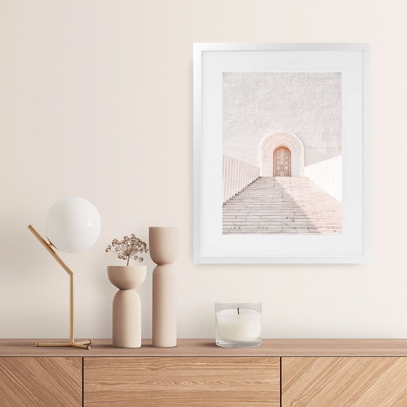Shop Pastel Doorway Photo Art Print-Boho, Moroccan Days, Neutrals, Photography, Pink, Portrait, View All-framed poster wall decor artwork