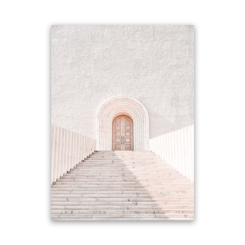 Shop Pastel Doorway Photo Canvas Art Print-Boho, Moroccan Days, Neutrals, Photography, Photography Canvas Prints, Pink, Portrait, View All-framed wall decor artwork