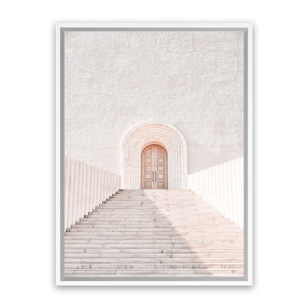 Shop Pastel Doorway Photo Canvas Art Print-Boho, Moroccan Days, Neutrals, Photography, Photography Canvas Prints, Pink, Portrait, View All-framed wall decor artwork