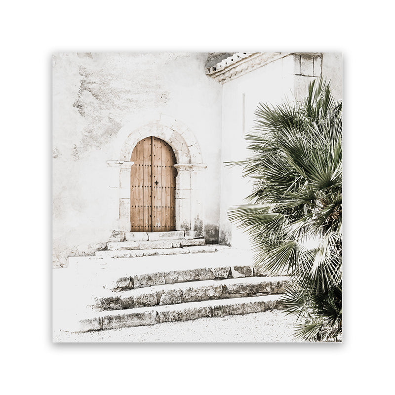 Shop Arched Doorway (Square) Photo Canvas Art Print-Boho, Green, Moroccan Days, Neutrals, Photography Canvas Prints, Square, Tropical, View All-framed wall decor artwork