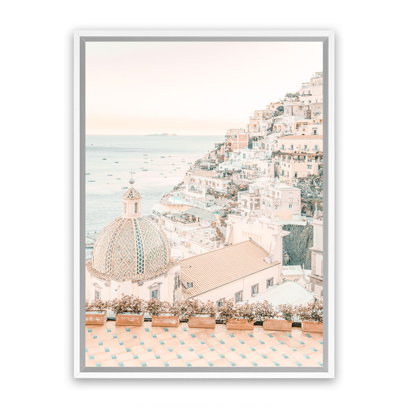 Shop Positano Sunset I Photo Canvas Art Print-Amalfi Coast Italy, Boho, Coastal, Orange, Photography, Photography Canvas Prints, Pink, Portrait, View All-framed wall decor artwork