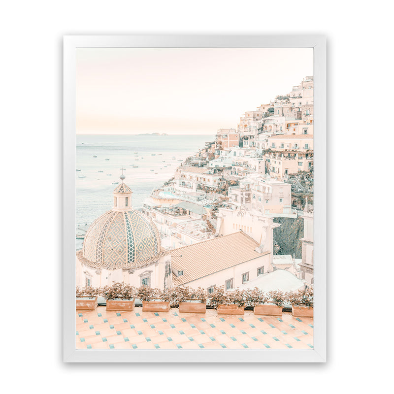 Shop Positano Sunset I Photo Art Print-Amalfi Coast Italy, Boho, Coastal, Orange, Photography, Pink, Portrait, View All-framed poster wall decor artwork