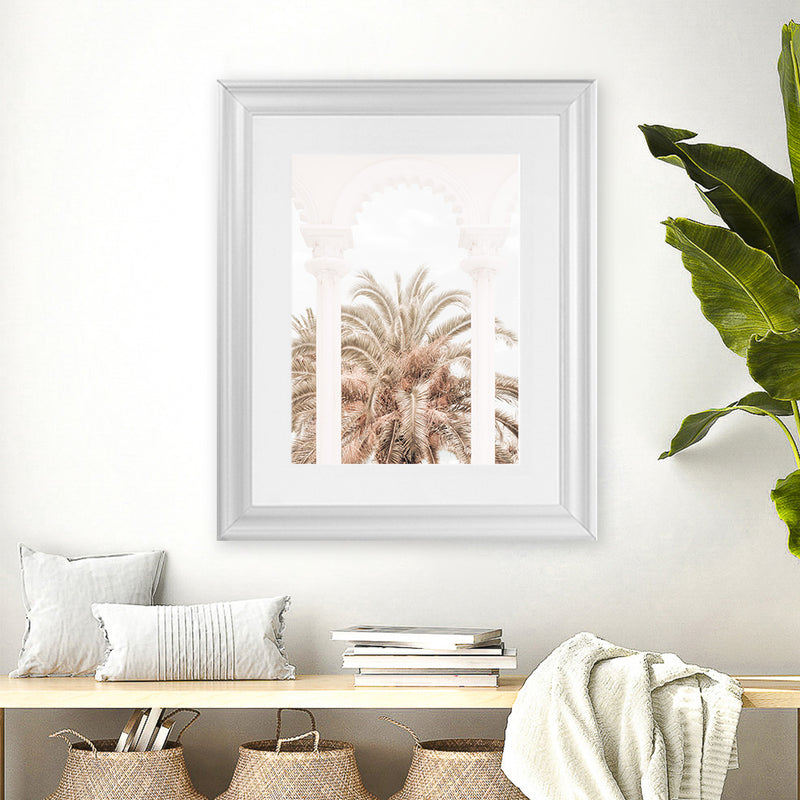 Shop Exotic Arches I Photo Art Print-Boho, Botanicals, Moroccan Days, Neutrals, Photography, Portrait, View All, White-framed poster wall decor artwork