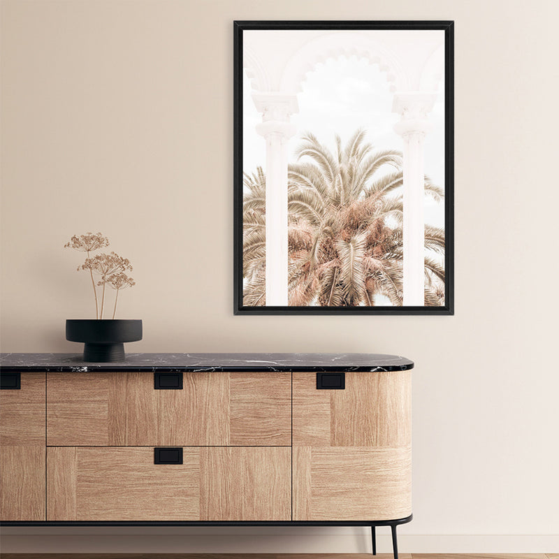 Shop Exotic Arches I Photo Canvas Art Print-Boho, Botanicals, Moroccan Days, Neutrals, Photography, Photography Canvas Prints, Portrait, View All, White-framed wall decor artwork