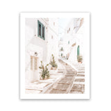Shop Ostuni Laneway I Photo Art Print-Amalfi Coast Italy, Boho, Coastal, Neutrals, Photography, Portrait, View All, White-framed poster wall decor artwork