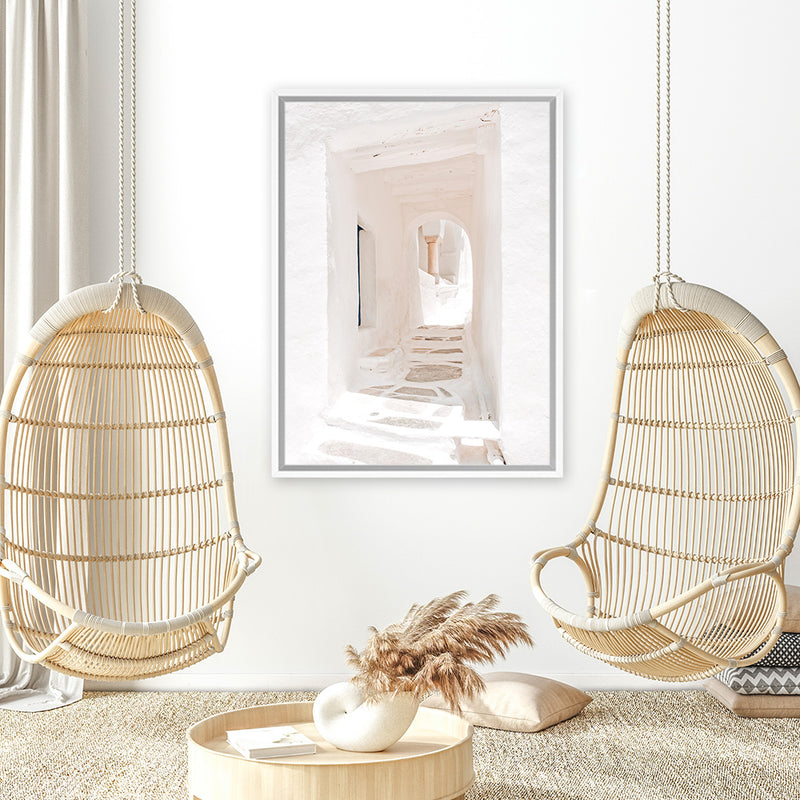 Shop Old White Town Photo Canvas Art Print-Amalfi Coast Italy, Boho, Greece, Moroccan Days, Photography, Photography Canvas Prints, Pink, Portrait, View All-framed wall decor artwork