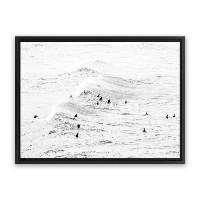 Shop Surf Swell B&W Photo Canvas Art Print-Coastal, Landscape, Photography, Photography Canvas Prints, View All, White-framed wall decor artwork