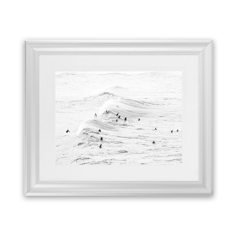 Shop Surf Swell B&W Photo Art Print-Coastal, Landscape, Photography, View All, White-framed poster wall decor artwork