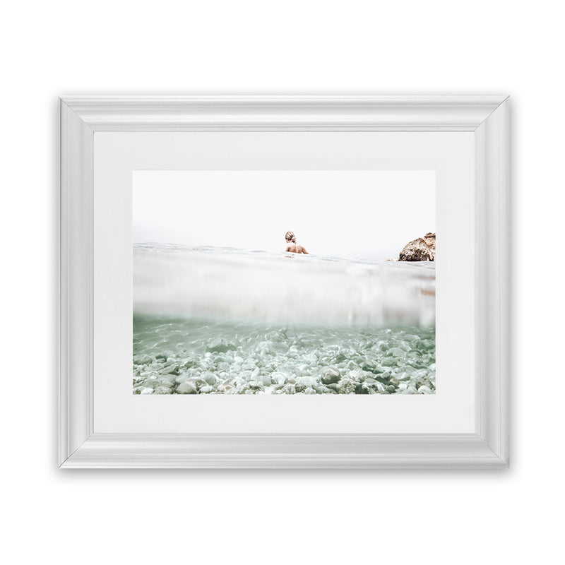 Shop Underwater Horizon Photo Art Print-Blue, Boho, Coastal, Green, Landscape, Photography, View All, White-framed poster wall decor artwork