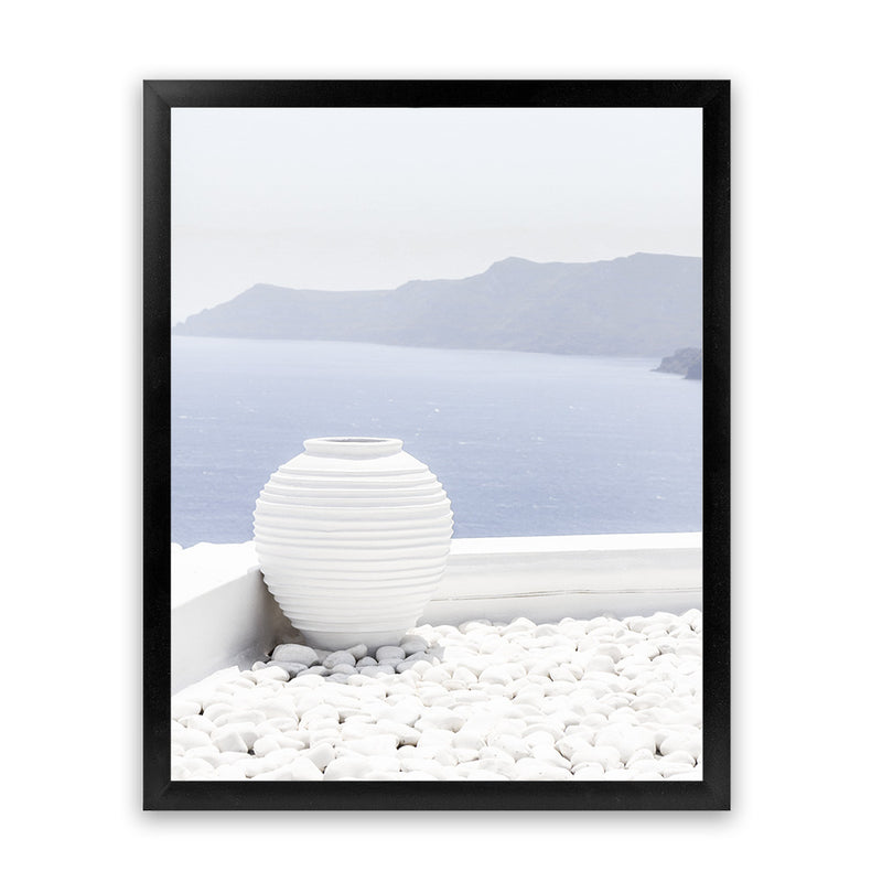 Shop Santorini Views II Photo Art Print-Coastal, Greece, Photography, Portrait, Purple, View All, White-framed poster wall decor artwork