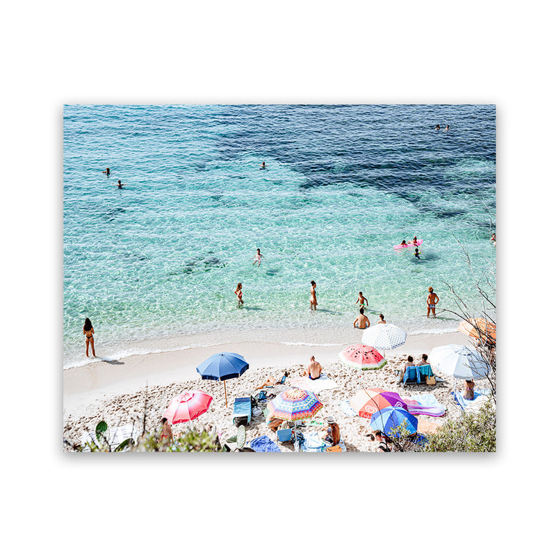 Shop La Spiaggia I Photo Art Print-Amalfi Coast Italy, Blue, Coastal, Green, Landscape, People, Photography, View All-framed poster wall decor artwork