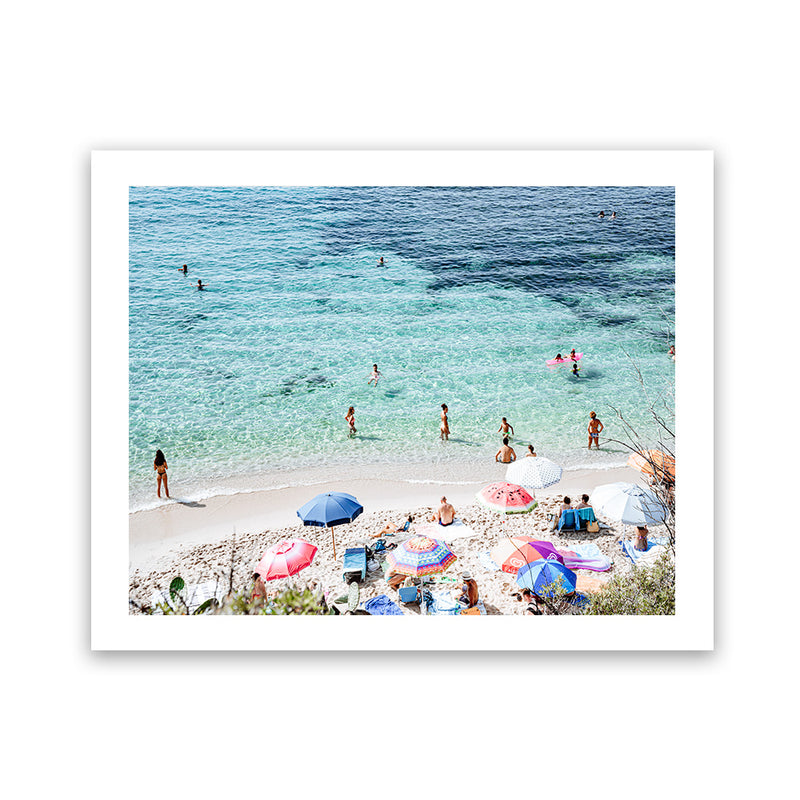 Shop La Spiaggia I Photo Art Print-Amalfi Coast Italy, Blue, Coastal, Green, Landscape, People, Photography, View All-framed poster wall decor artwork