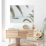 Shop Swaying Palms Photo Canvas Art Print-Blue, Coastal, Green, Landscape, Neutrals, Photography, Photography Canvas Prints, Tropical, View All-framed wall decor artwork