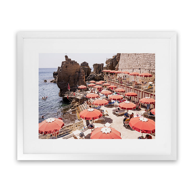 Shop Italian Sea Baths I Photo Art Print-Amalfi Coast Italy, Brown, Coastal, Landscape, Orange, Photography, Tropical, View All-framed poster wall decor artwork