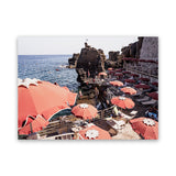 Shop Italian Sea Baths III Photo Canvas Art Print-Amalfi Coast Italy, Blue, Boho, Brown, Coastal, Landscape, Orange, Photography, Photography Canvas Prints, Tropical, View All-framed wall decor artwork