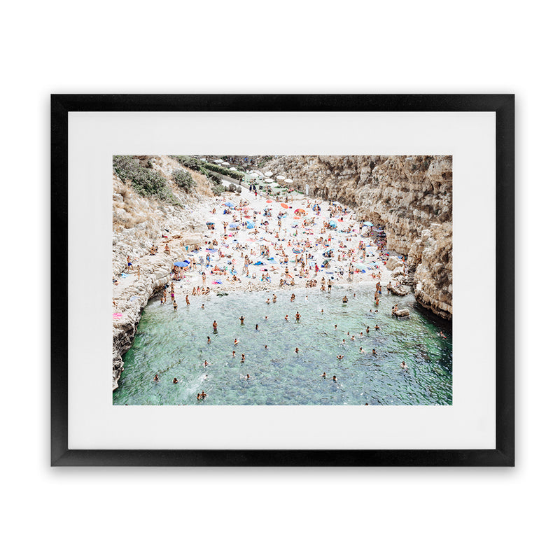 Shop Polignano A Mare From Above I Photo Art Print-Amalfi Coast Italy, Blue, Brown, Coastal, Green, Landscape, People, Photography, Tropical, View All-framed poster wall decor artwork