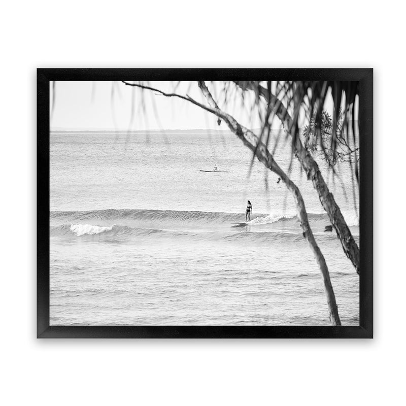 Shop Surfing At Noosa Photo Art Print-Black, Coastal, Grey, Landscape, Photography, View All, White-framed poster wall decor artwork