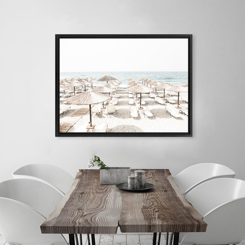 Shop Beach Parasols Photo Canvas Art Print-Boho, Coastal, Greece, Landscape, Neutrals, Photography, Photography Canvas Prints, View All-framed wall decor artwork