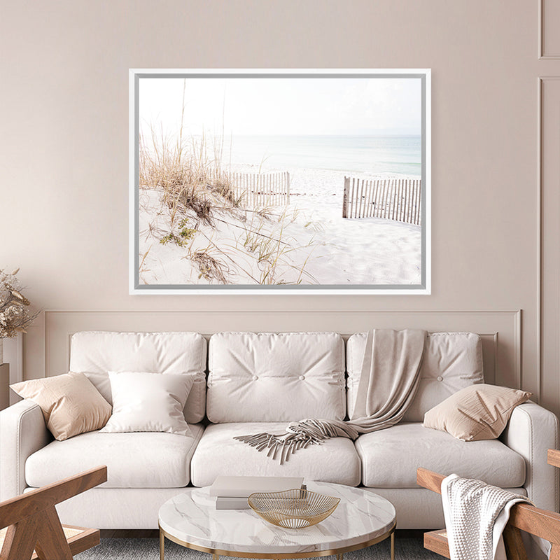Shop Beach Access Photo Canvas Art Print-Boho, Coastal, Greece, Landscape, Neutrals, Photography, Photography Canvas Prints, View All, White-framed wall decor artwork
